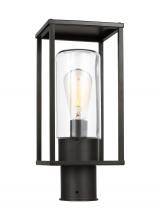  8231101EN7-71 - Vado transitional 1-light LED outdoor exterior post lantern in antique bronze finish with clear glas
