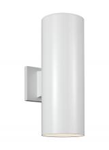  8313802EN3-15 - Outdoor Cylinders transitional 2-light LED outdoor exterior small wall lantern sconce in white finis