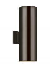  8313902-10 - Outdoor Cylinders transitional 2-light outdoor exterior large wall lantern sconce in bronze finish w