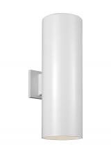  8313902-15 - Outdoor Cylinders transitional 2-light outdoor exterior large wall lantern sconce in white finish wi