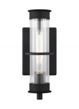  8526701EN7-12 - Alcona transitional 1-light LED outdoor exterior small wall lantern in black finish with clear flute