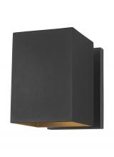  8531701-12 - Pohl modern 1-light outdoor exterior Dark Sky compliant small wall lantern in black finish with alum