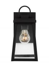  8548401EN7-12 - Founders modern 1-light LED outdoor exterior small wall lantern sconce in black finish with clear gl