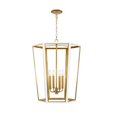  AC1094MWTBBS - Curt traditional dimmable indoor medium 4-light lantern chandelier in a matte white finish with gold