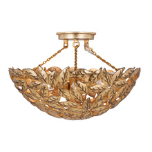 AF1173ADB - Kelan traditional dimmable indoor 3-light semi flush mount in an antique gild finish with antique gi