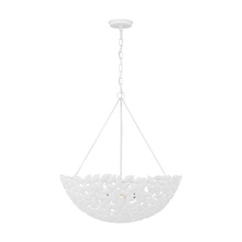  AP1186TXW - Kelan traditional dimmable indoor large 6-light pendant in a textured white finish with textured whi