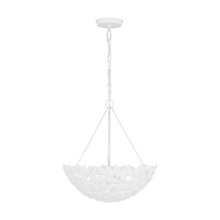  AP1193TXW - Kelan traditional dimmable indoor small 3-light pendant in a textured white finish with textured whi