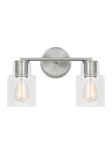  DJV1002BS - Sayward Transitional 2-Light Bath Vanity Wall Sconce in Brushed Steel Silver Finish