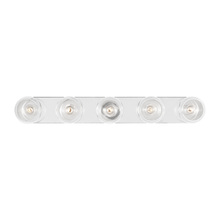 KSV1035PNGW - Monroe contemporary indoor dimmable 5-light vanity in a polished nickel finish with clear glass shad