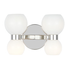  KSW1034PNMG - Londyn modern indoor dimmable double sconce wall fixture in a polished nickel finish with milk white