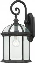  60/4966 - Boxwood - 1 Light 19" Wall Lantern with Clear Beveled Glass - Textured Black Finish