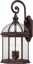  60/4968 - Boxwood - 3 Light 26" Wall Lantern with Clear Beveled Glass - Rustic Bronze Finish