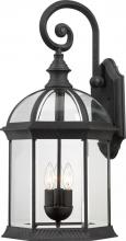  60/4969 - Boxwood - 3 Light 26" Wall Lantern with Clear Beveled Glass - Textured Black Finish