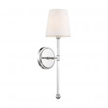  60/6688 - Olmstead - 1 Light Wall Sconce - with White Linen Shade - Polished Nickel Finish