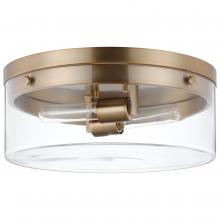  60/7536 - Intersection; Small Flush Mount Fixture; Burnished Brass with Clear Glass