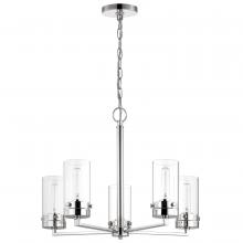  60/7635 - Intersection; 5 Light; Chandelier; Polished Nickel with Clear Glass