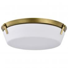  60/7751 - Rowen 4 Light Flush Mount; Natural Brass Finish; Etched White Glass