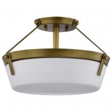  60/7753 - Rowen 3 Light Semi Flush; Natural Brass Finish; Etched White Glass