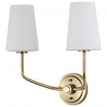  60/7882 - Cordello 2 Light Sconce; Vintage Brass Finish; Etched White Opal Glass