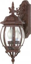  60/892 - Central Park - 3 Light 22" Wall Lantern with Clear Beveled Glass - Old Bronze Finish
