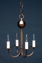  904-VG-LT4 - Hanging J-Arms Verdi Gris 4 Candelabra Sockets