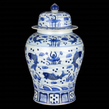  1200-0838 - South Sea Blue & White Large Temple Jar